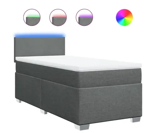 Atsperu Gulta Ar Matraci, Tumši Pelēka, 90X190 Cm, Audums Vidaxl