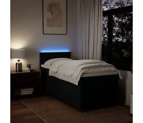 Atsperu Gulta Ar Matraci, Melna, 90X190 Cm, Audums Vidaxl