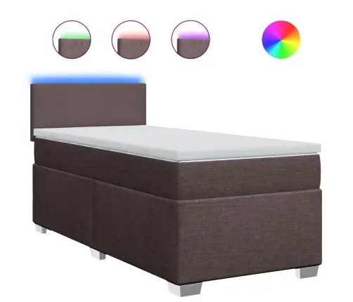 Atsperu Gulta Ar Matraci, Tumši Brūna, 90X190 Cm, Audums Vidaxl