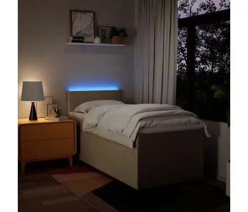 Atsperu Gulta Ar Matraci, Krēmkrāsas, 90X190 Cm, Audums Vidaxl