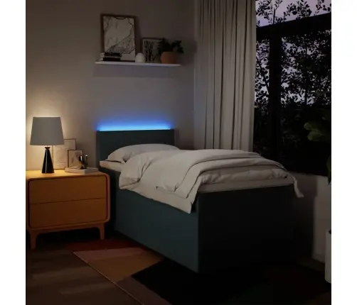 Atsperu Gultas Rāmis Ar Matraci, Zils, 90X190 Cm, Audums Vidaxl