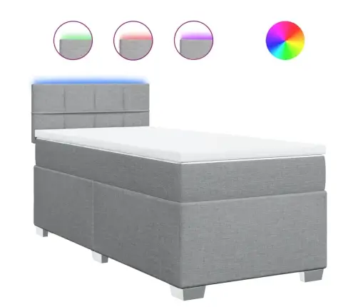 Lova Su Spyruoklėmis Ir Čiužiniu, Pilka, 90X190 cm Audinys