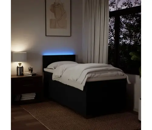 Lova Su Spyruoklėmis Ir Čiužiniu, Juoda, 90X190 cm Audinys