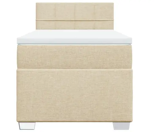 Atsperu Gulta Ar Matraci, Krēmkrāsas, 90X190 Cm, Audums Vidaxl