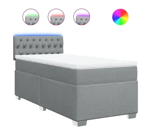 Lova Su Spyruoklėmis Ir Čiužiniu, Pilka, 90X190 cm Audinys