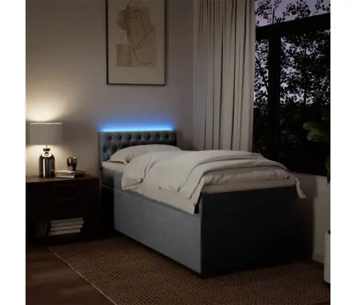 Lova Su Spyruoklėmis Ir Čiužiniu, Pilka, 90X190 cm Audinys