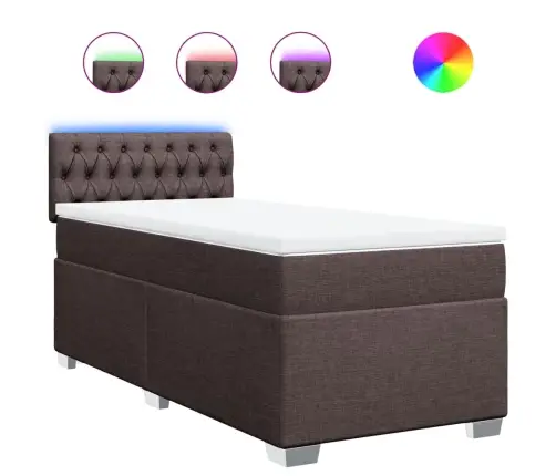 Atsperu Gulta Ar Matraci, Tumši Brūna, 90X190 Cm, Audums Vidaxl