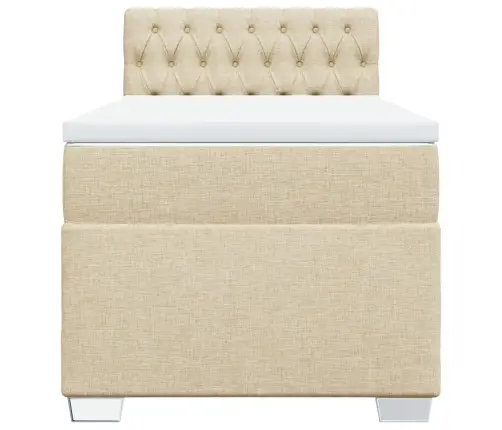 Atsperu Gulta Ar Matraci, Krēmkrāsas, 90X190 Cm, Audums Vidaxl