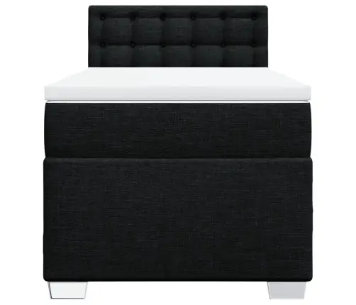 Lova Su Spyruoklėmis Ir Čiužiniu, Juoda, 90X190 cm Audinys