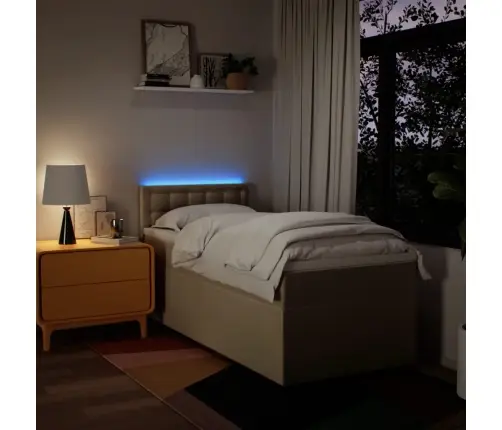 Lova Su Spyruoklėmis Ir Čiužiniu, Kreminė, 90X190 cm Audinys