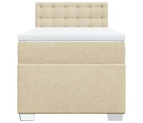 Lova Su Spyruoklėmis Ir Čiužiniu, Kreminė, 90X190 cm Audinys