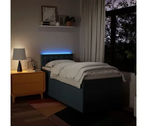 Lova Su Spyruoklėmis Ir Čiužiniu, Mėlyna, 90X190 cm Audinys