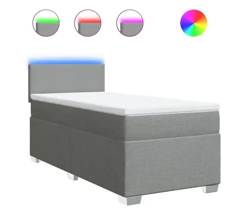 Atsperu Gulta Ar Matraci, Gaiši Pelēka, 90X200 Cm, Audums Vidaxl