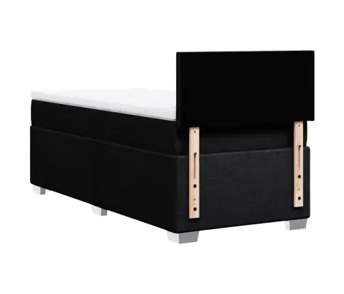 Atsperu Gultas Rāmis Ar Matraci, Melna, 90X200 Cm, Audums Vidaxl