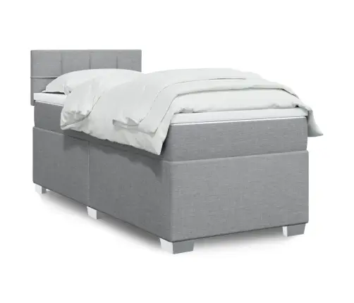 Lova Su Spyruoklėmis Ir Čiužiniu, Pilka, 90X200 cm Audinys