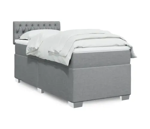 Lova Su Spyruoklėmis Ir Čiužiniu, Pilka, 90X200 cm Audinys