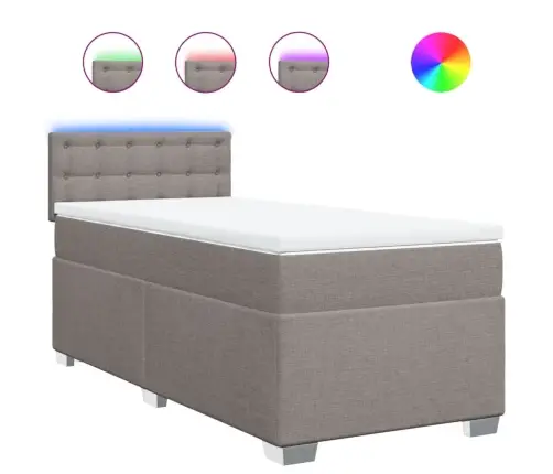 Atsperu Gultas Rāmis Ar Matraci, Pelēkbrūns, 90X200 Cm, Audums Vidaxl