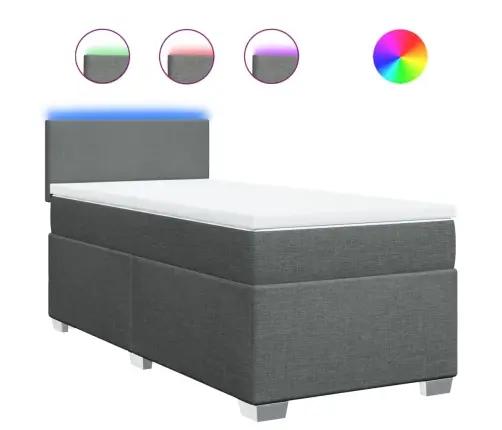 Atsperu Gultas Rāmis Ar Matraci, Tumši Pelēka Audums, 100X200Cm Vidaxl