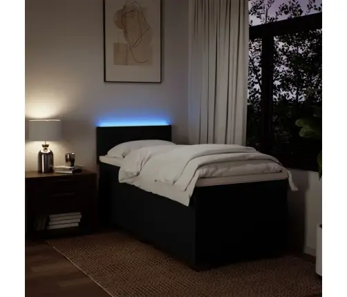 Atsperu Gultas Rāmis Ar Matraci, Melna Audums, 100X200 Cm Vidaxl