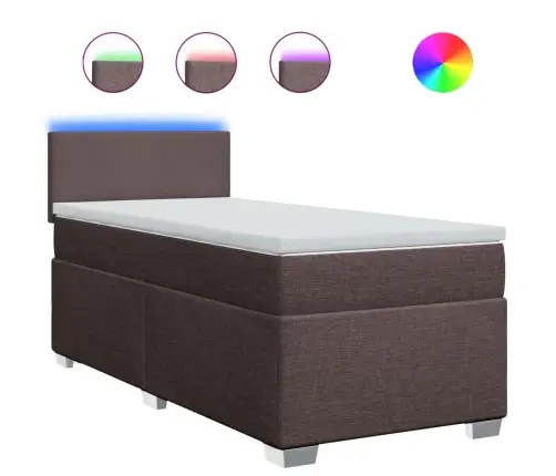 Atsperu Gultas Rāmis Ar Matraci, Tumši Brūna, 100X200Cm, Audums Vidaxl