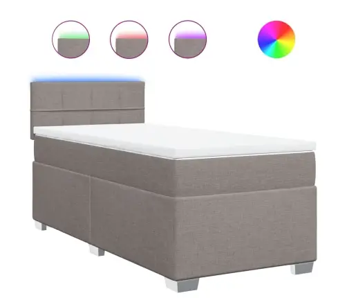 Lova Su Spyruoklėmis Ir Čiužiniu, Taupe, 100X200cm Audinys