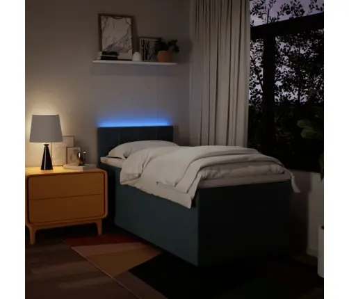 Atsperu Gultas Rāmis Ar Matraci, Zils, 100X200 Cm, Audums Vidaxl