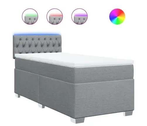 Lova Su Spyruoklėmis Ir Čiužiniu, Pilka, 100X200cm Audinys