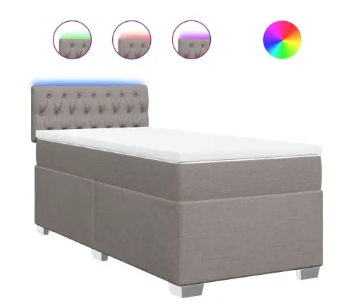 Atsperu Gultas Rāmis Ar Matraci, Pelēkbrūns, 100X200 Cm, Audums Vidaxl