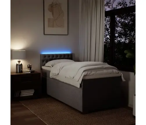 Atsperu Gultas Rāmis Ar Matraci, Pelēkbrūns, 100X200 Cm, Audums Vidaxl