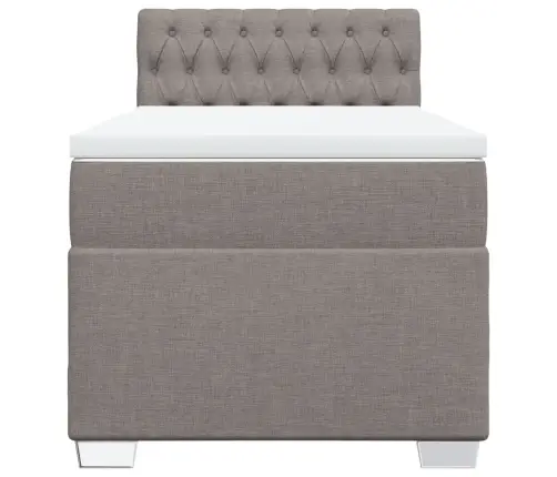 Atsperu Gultas Rāmis Ar Matraci, Pelēkbrūns, 100X200 Cm, Audums Vidaxl