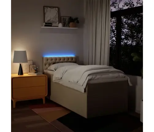 Lova Su Spyruoklėmis Ir Čiužiniu, Kreminė, 100X200cm Audinys