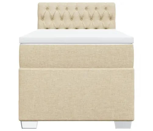 Lova Su Spyruoklėmis Ir Čiužiniu, Kreminė, 100X200cm Audinys