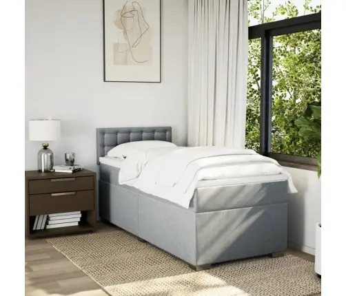 Atsperu Gultas Rāmis Ar Matraci, Gaiši Pelēka Audums, 100X200Cm Vidaxl