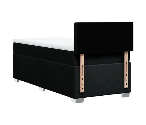 Atsperu Gultas Rāmis Ar Matraci, Melna Audums, 100X200 Cm Vidaxl