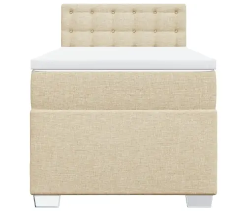 Atsperu Gultas Rāmis Ar Matraci, Krēmkrāsas, 100X200 Cm, Audums Vidaxl