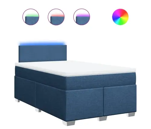 Atsperu Gulta Ar Matraci, Zils Audums, 120X190 Cm Vidaxl