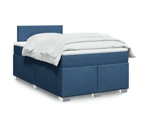 Atsperu Gulta Ar Matraci, Zils Audums, 120X190 Cm Vidaxl