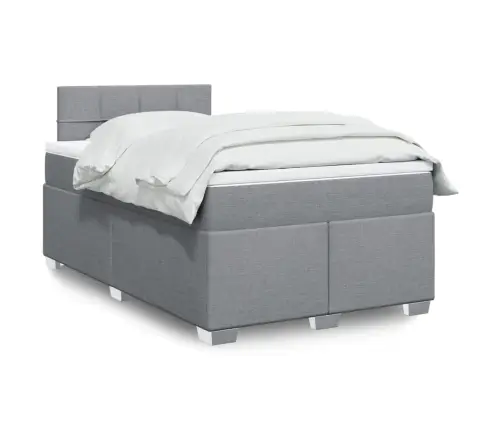 Atsperu Gulta Ar Matraci, Gaiši Pelēka Audums, 120X190 Cm Vidaxl