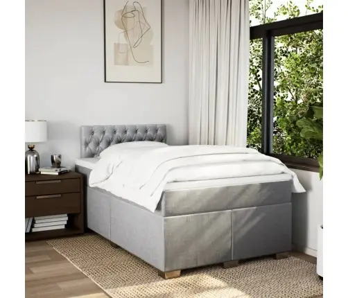 Atsperu Gulta Ar Matraci, Gaiši Pelēka Audums, 120X190 Cm Vidaxl