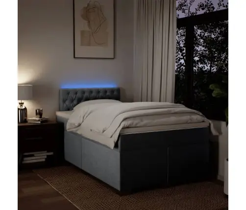 Atsperu Gulta Ar Matraci, Gaiši Pelēka Audums, 120X190 Cm Vidaxl