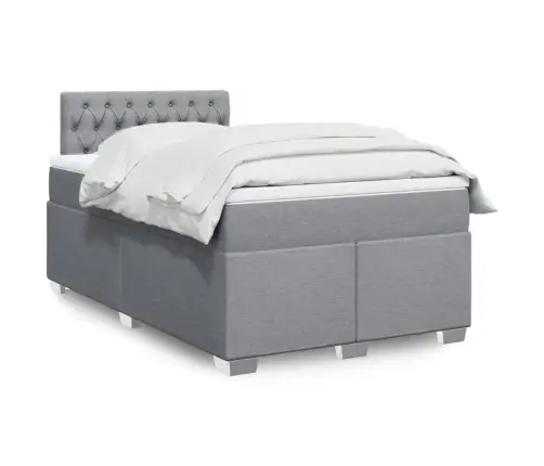 Atsperu Gulta Ar Matraci, Gaiši Pelēka Audums, 120X190 Cm Vidaxl