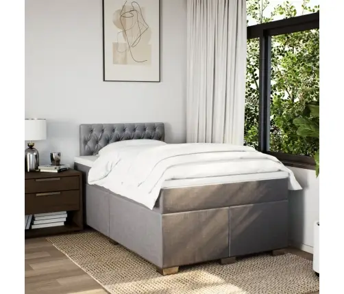 Atsperu Gulta Ar Matraci, Pelēkbrūns Audums, 120X190 Cm Vidaxl