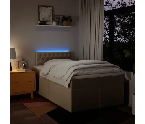 Lova Su Spyruoklėmis Ir Čiužiniu, Kreminė, 120X190cm Audinys