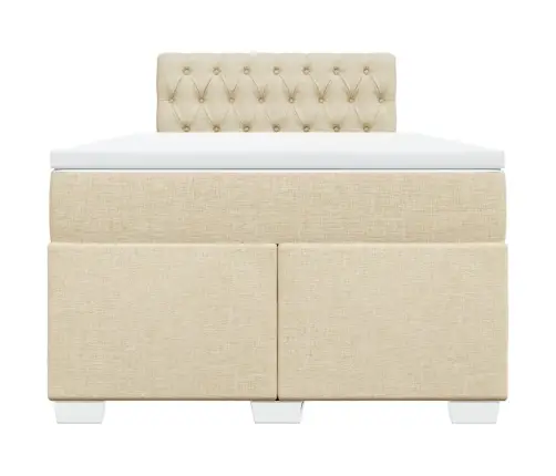 Lova Su Spyruoklėmis Ir Čiužiniu, Kreminė, 120X190cm Audinys