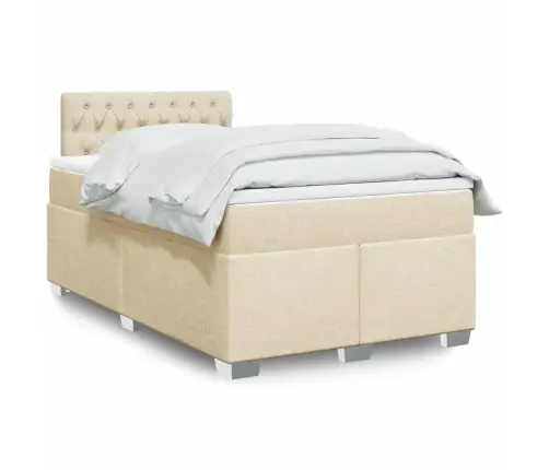 Lova Su Spyruoklėmis Ir Čiužiniu, Kreminė, 120X190cm Audinys