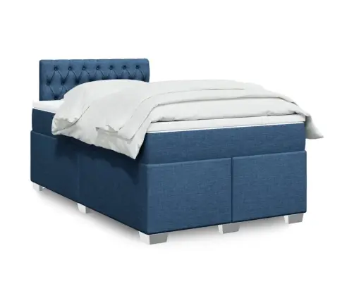 Atsperu Gulta Ar Matraci, Zils Audums, 120X190 Cm Vidaxl