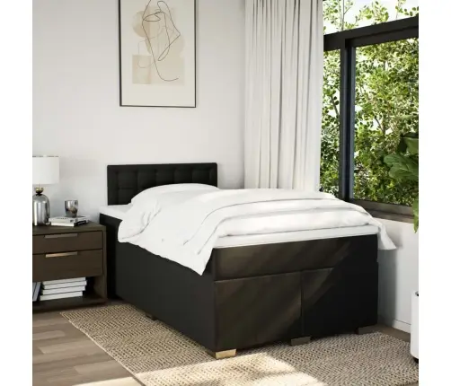 Atsperu Gulta Ar Matraci, Melns Audums, 120X190 Cm Vidaxl