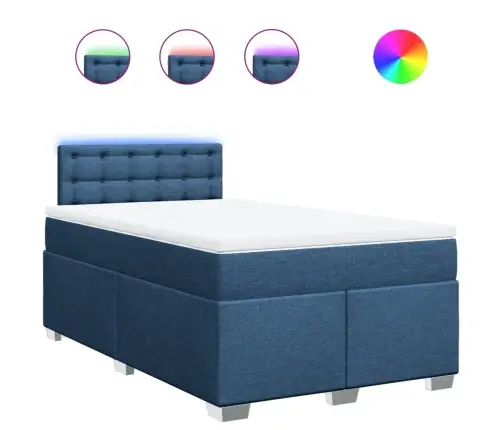 Atsperu Gulta Ar Matraci, Zils Audums, 120X190 Cm Vidaxl