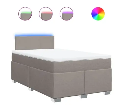 Atsperu Gultas Rāmis Ar Matraci, Pelēkbrūns, 120X200 Cm, Audums Vidaxl