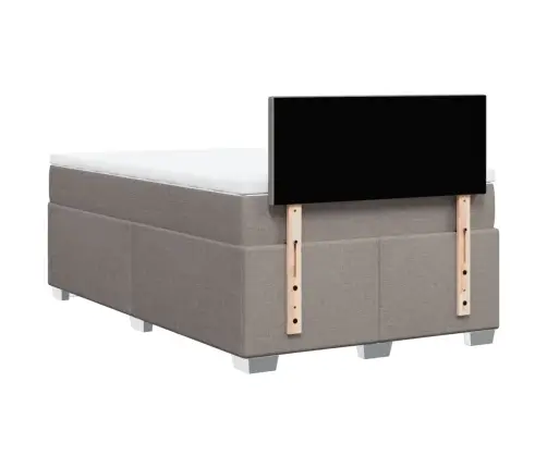 Atsperu Gultas Rāmis Ar Matraci, Pelēkbrūns, 120X200 Cm, Audums Vidaxl